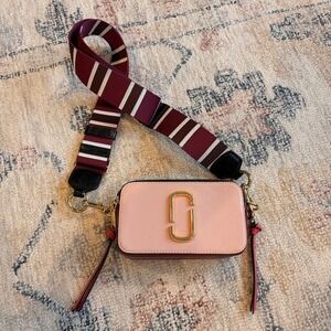 Marc Jacobs The Snapshot Bag Camera Crossbody Pink Stripe‎
